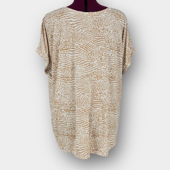 mySTYLE 3X beige white abstract print dolman sleeve tunic top tee - Picture 3 of 8